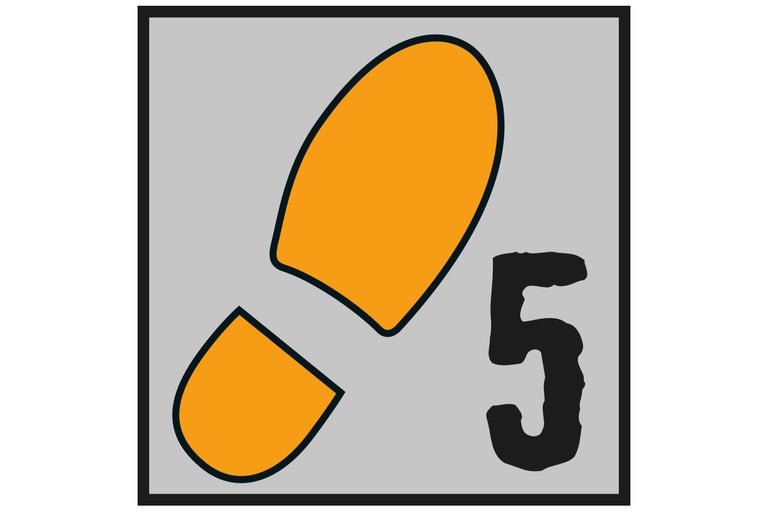 Fußabdrucksymbol mit der Nummer 5