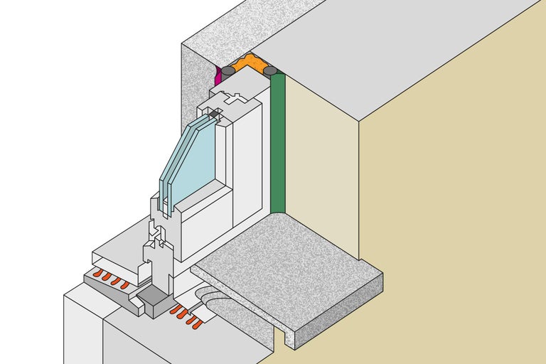 Schnittdarstellung eines Fenstereinbaus mit Dichtungsebenen