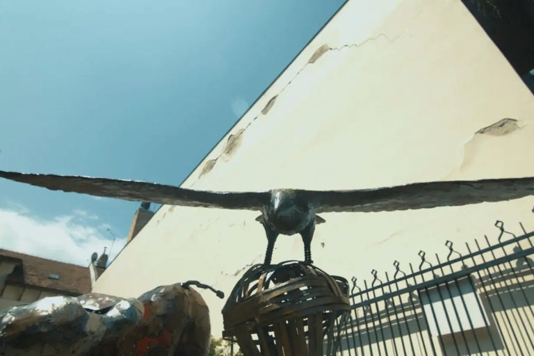 Dekorative Vogel-Gartenfigur aus Metall