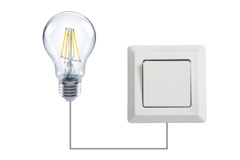 Glühbirne mit Lichtschalter und Verkabelung