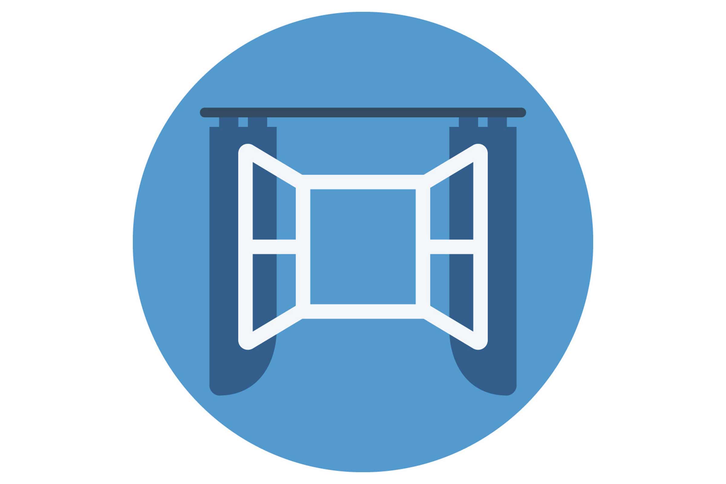 Symbole pour fenêtre avec rideaux