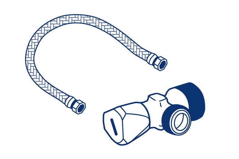 Robinet d'équerre avec flexible blindé