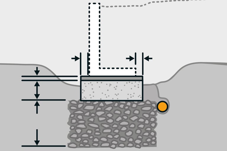 Illustration d'une plaque de fondation avec des dimensions