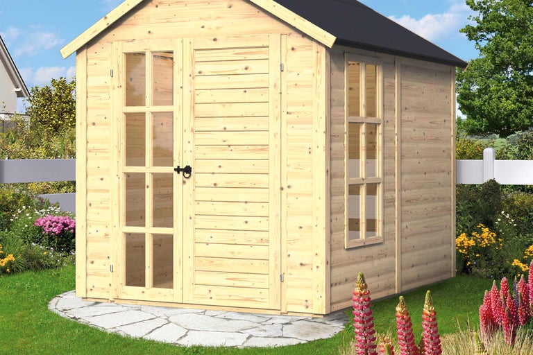 Abri de jardin en bois avec double porte et fenêtres pour l'extérieur