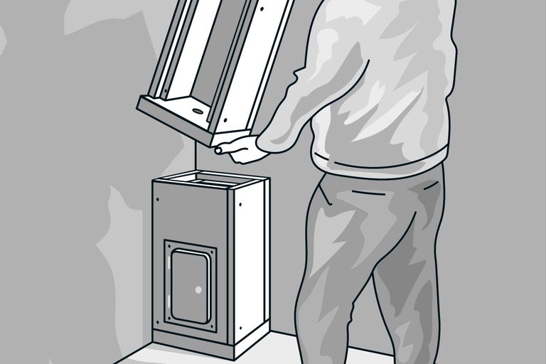 Illustration d'un homme montant une armoire