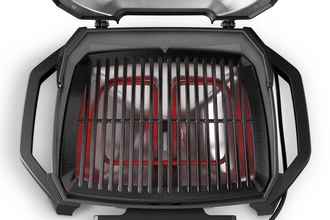 Grill électrique ouvert avec grille et élément chauffant