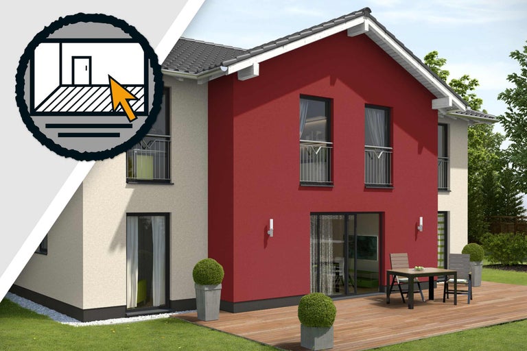 Maison moderne à deux étages avec terrasse et jardin