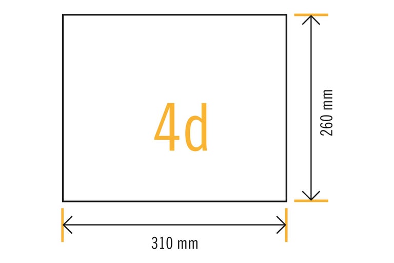 Format 4d avec dimensions 310 x 260 millimètres