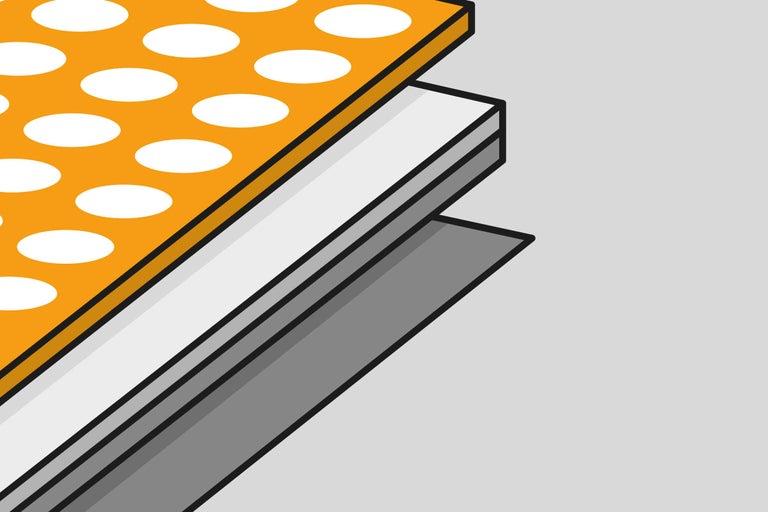 Illustration von drei Platten unterschiedlicher Materialien