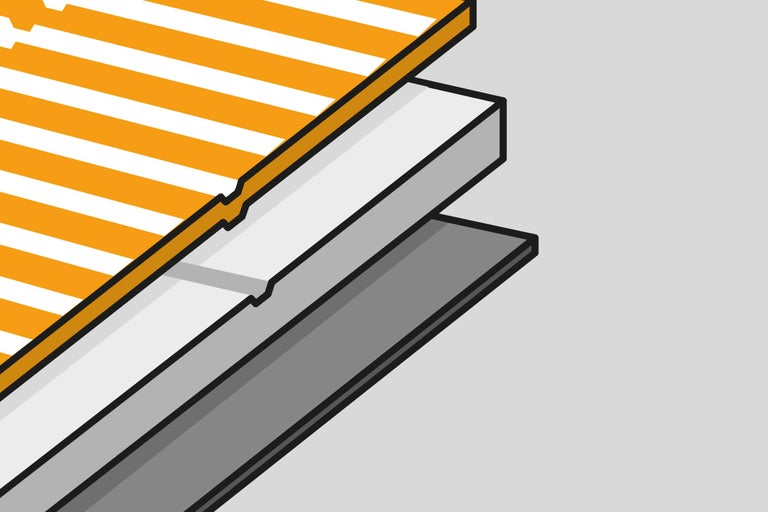 Illustration von drei aufeinanderliegenden Materialschichten.