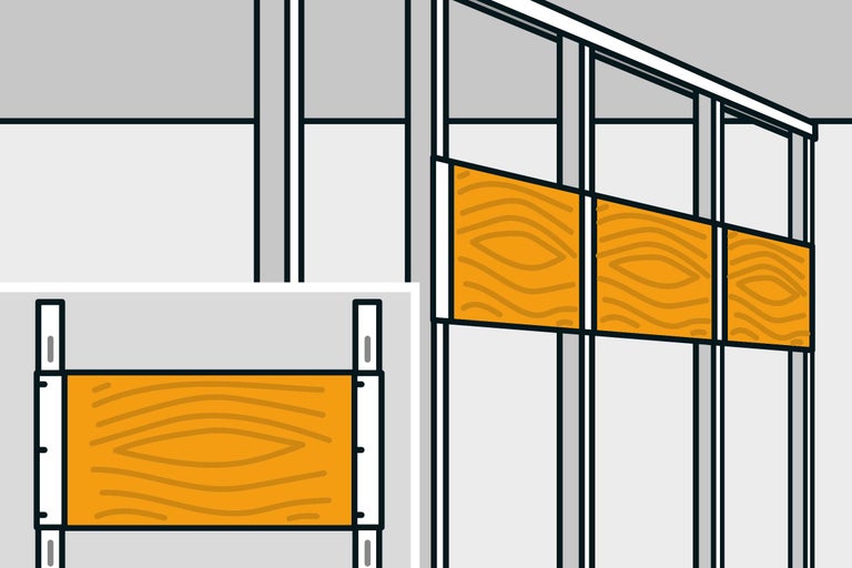 Illustration eines Wandaufbaus mit Holzpaneelen
