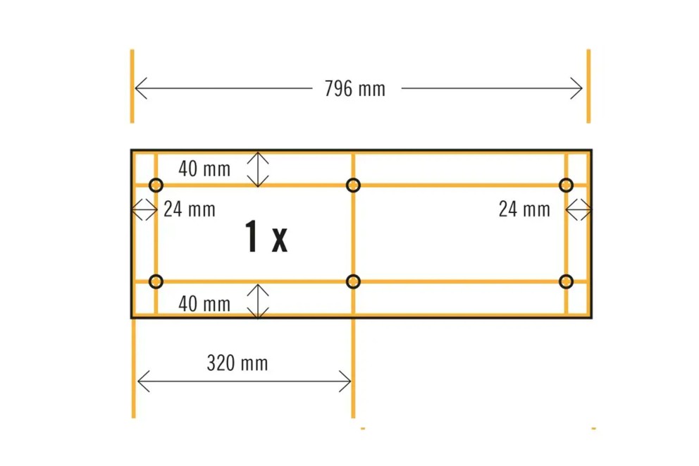Dessin technique avec indications de dimensions pour un produit