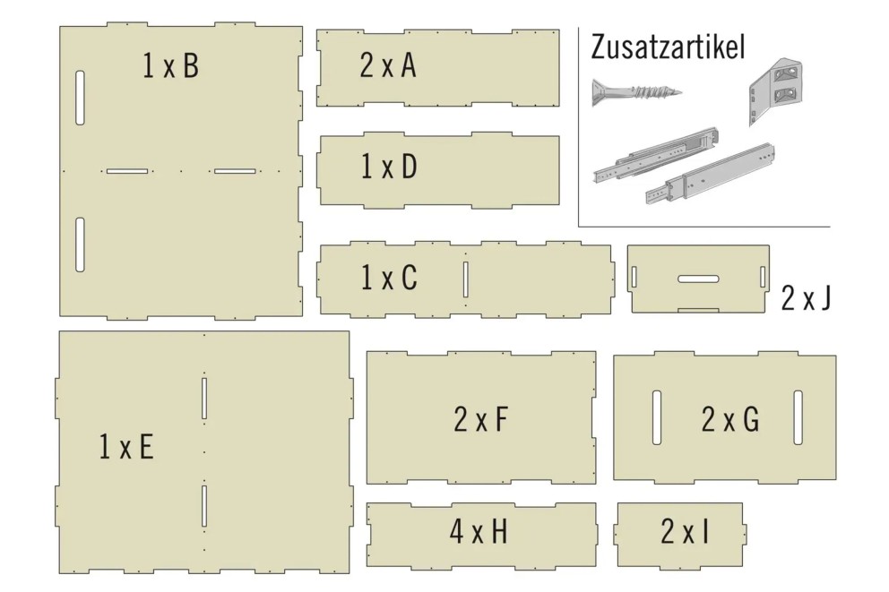 Bausatz Schubladensystem Caroline/Ben Bausatz Schubladensystem Caroline/Ben
