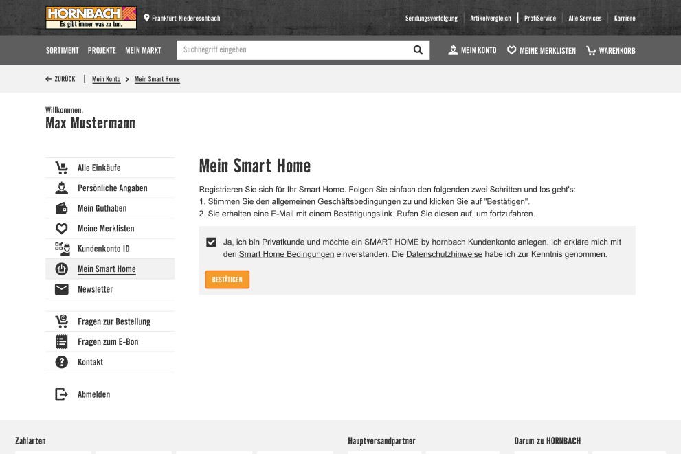 HORNBACH Kundenkonto erstellen HORNBACH Kundenkonto erstellen