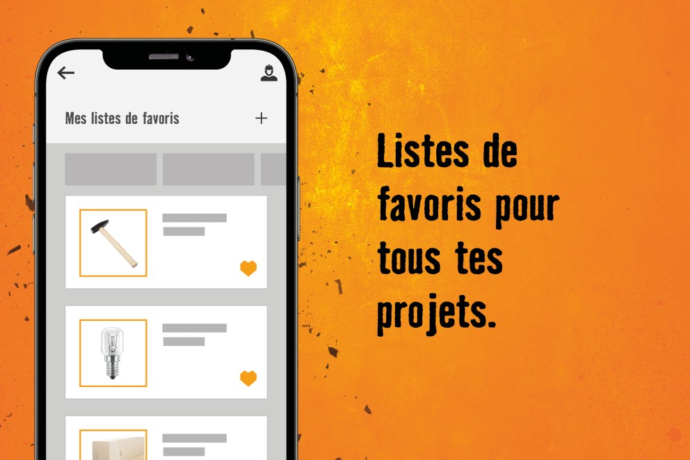 Affichage smartphone de la liste de favoris pour tous les projets