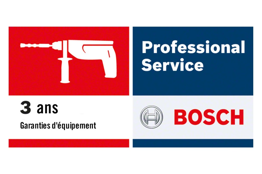 Logo Bosch Professional Service avec garantie de l'équipement de trois ans