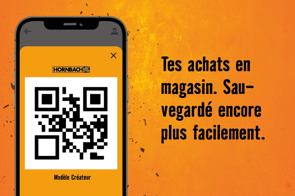 Smartphone avec application Hornbach et code QR