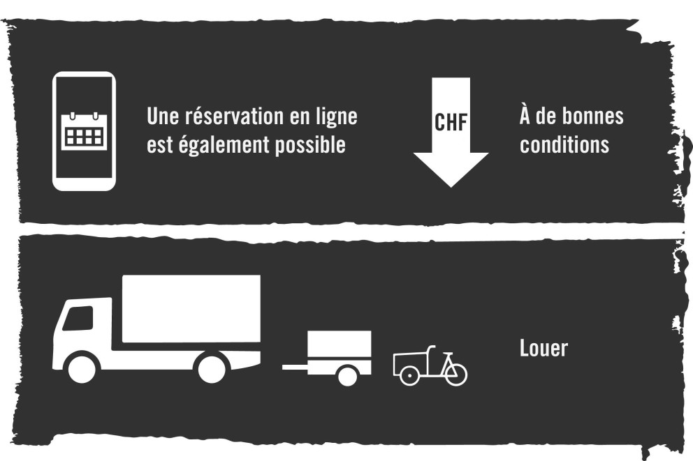 Réservation en ligne, conditions avantageuses et location de camionnettes, remorques et vélos