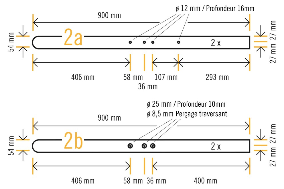 Croquis de perçage des pieds de la table réglable en hauteur Croquis de perçage des pieds de la table réglable en hauteur