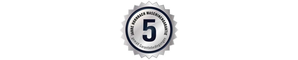 Symbole pour cinq ans de garantie Hornbach sur les machines conformément aux conditions de garantie