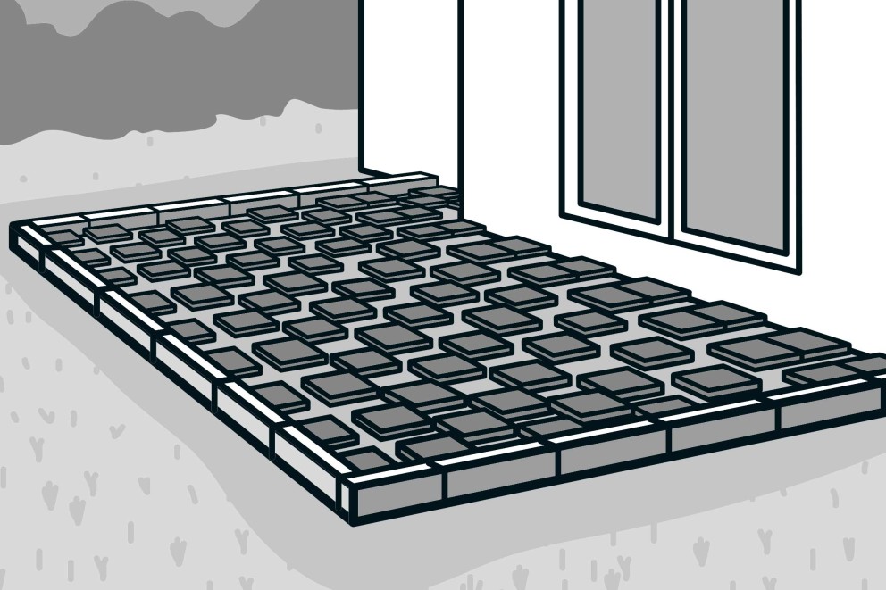  Betonplatten für Terrassenunterkonstruktion verlegen 