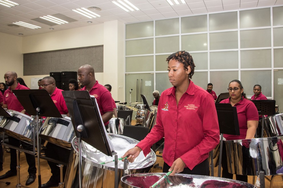 Ein Ensemble wie das National Steel Symphonic Orchestra aus Port Of Spain verwendet sechs verschiedene Arten von Pans und erzeugt dadurch eine Vielfalt an Tönen Ein Ensemble wie das National Steel Symphonic Orchestra aus Port Of Spain verwendet sechs verschiedene Arten von Pans und erzeugt dadurch eine Vielfalt an Tönen