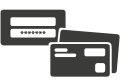 Symbole pour la sécurité en ligne avec mot de passe et cartes de crédit