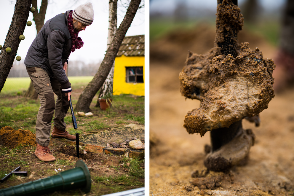 Sascha Borrée baut seinen ersten Gartenbrunnen. Um tiefer bohren zu können, montiert er eine Verlängerungsstange zwischen Bohrer und Griff und erreicht mithilfe seines Handerdbohrers nach rund fünfeinhalb Metern feuchte Erde – und stösst auf Grundwasser, das er für den Bau seines Gartenbrunnens braucht. Sascha Borrée baut seinen ersten Gartenbrunnen. Um tiefer bohren zu können, montiert er eine Verlängerungsstange zwischen Bohrer und Griff und erreicht mithilfe seines Handerdbohrers nach rund fünfeinhalb Metern feuchte Erde – und stösst auf Grundwasser, das er für den Bau seines Gartenbrunnens braucht.