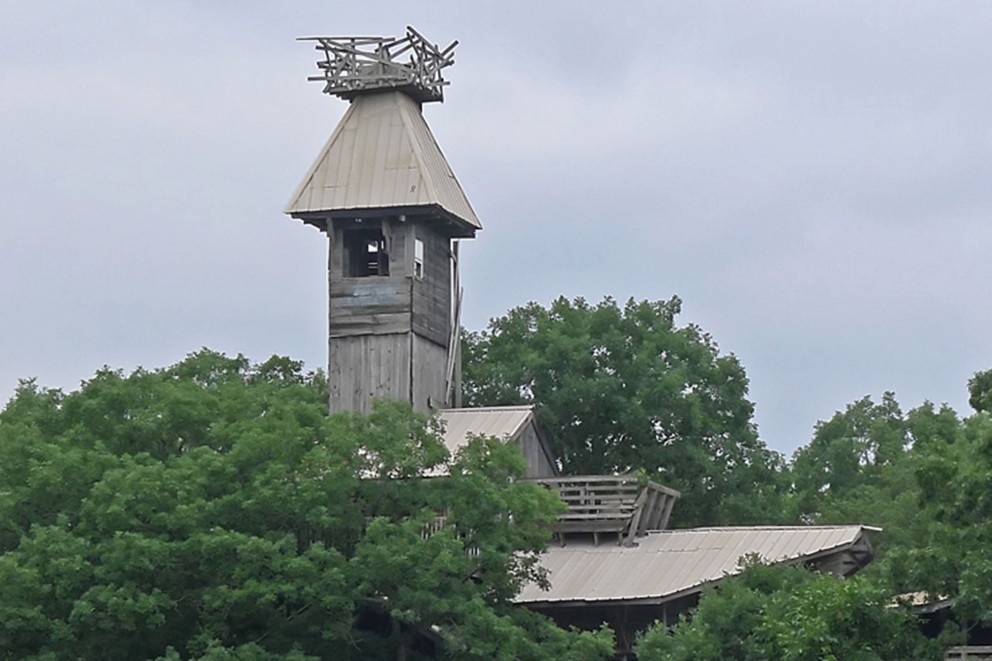 
				Das spitz zulaufende Dach von Horace Burgess’ Baumhaus erinnert an einen Kirchturm. Daher wird es auch «Horace’s Cathedral» oder «The Minister’s Tree House» genannt

			