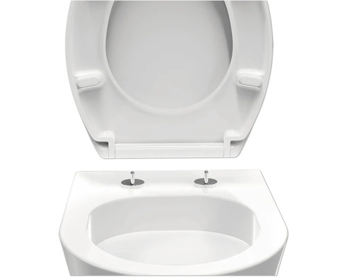 Abattant de WC blanc avec couvercle ouvert
