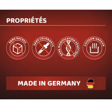 Propriétés: Sans sucres, sans colorants, sans modification génétique, cuisson vapeur, fabriqué en Allemagne