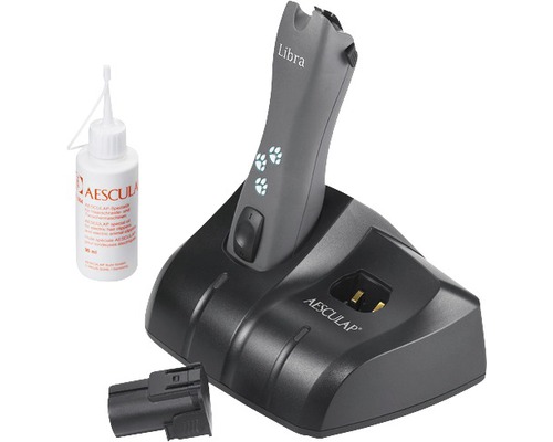 Tondeuse à accus avec station de charge, batterie et burette d''huile