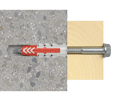 Fischer Dübel mit Schraube in Beton und Holz