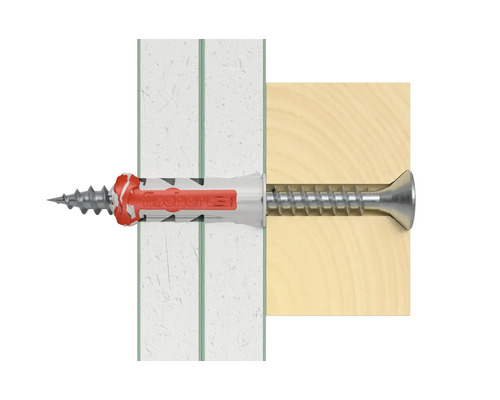 Cheville Fischer avec vis dans mur et bois
