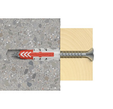 Fischer Dübel mit Schraube in Beton und Holz