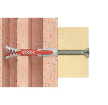Fischer Dübel mit Schraube in Mauerwerk und Holz