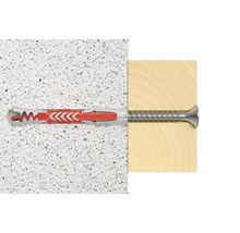 Fischer Dübel mit Schraube in Wand und Holz