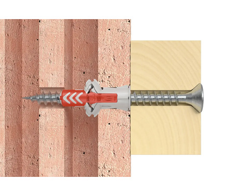 Cheville universelle avec vis dans mur de pierre et de bois