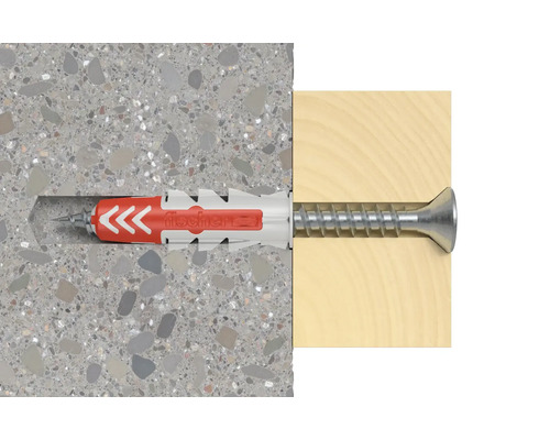 Cheville Fischer avec vis dans béton et bois