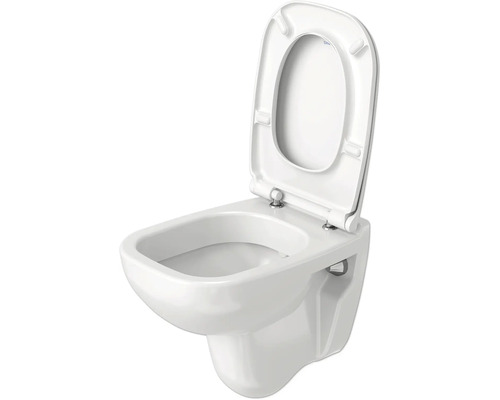 WC suspendu à fond creux avec bride ouverte et abattant de WC