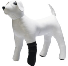 Weißer Hunde-Dummy mit schwarzer Beinbandage