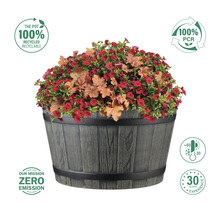 Blumenkübel mit Blumen und Siegeln