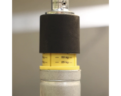 Detailansicht eines Geräts mit Gewichtsanzeige von 25 kg und 50 kg