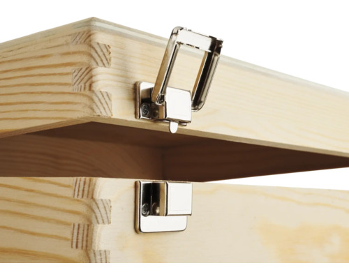 Vue détaillée d''une armoire en bois avec fermeture métallique