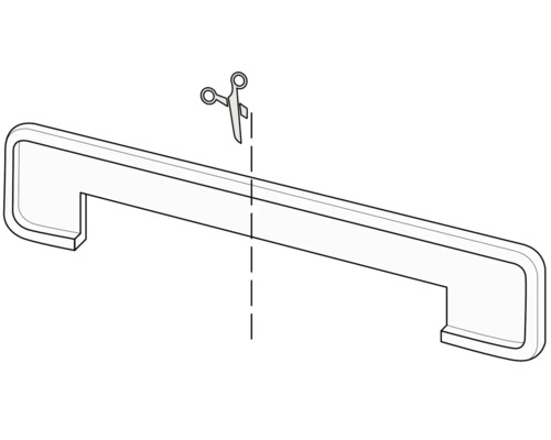 Illustration d''un guide de coupe pour raccourcir les tringles à rideaux.