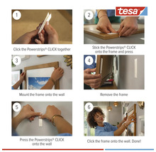 Anleitung zur Verwendung von Tesa Powerstrips zum Aufhängen eines Bilderrahmens