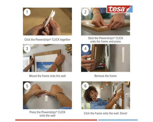Anleitung zur Verwendung von Tesa Powerstrips zum Aufhängen eines Bilderrahmens