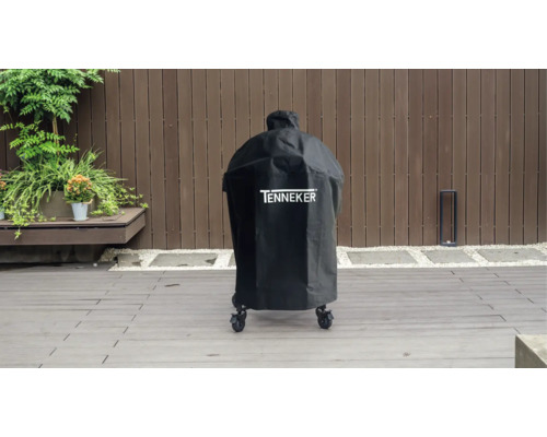 Housse de barbecue noire de la marque Tenneker à l''extérieur
