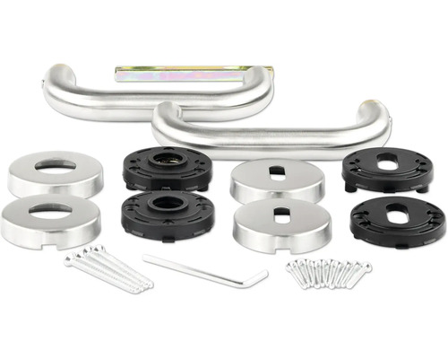 Garniture de poignée de porte en acier inoxydable avec rosaces et matériel de fixation