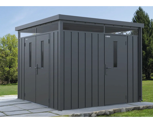 Abri à outils spacieux en métal avec double porte et fenêtres